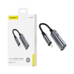 Foneng 2-in-1 Audio Adapter Cable BM32 (Lightning to Lightning+Female 3.5mm) 30cm Metallic Gray Foneng 2-in-1 Audio Adapter Cable BM32 (Lightning to Lightning+Female 3.5mm) 30cm Metallic Gray